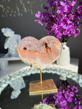 Load image into Gallery viewer, Druzy Pink amethyst heart 2818
