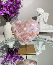 Load image into Gallery viewer, Druzy Pink amethyst heart with amethyst 2329
