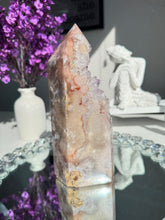 Load image into Gallery viewer, Druzy pink amethyst tower with amethyst  1674
