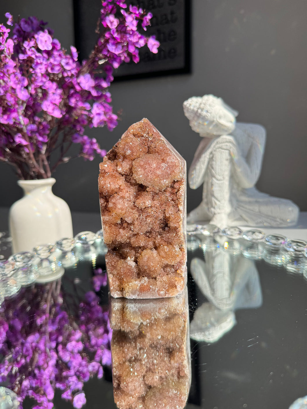 Druzy red color pink amethyst tower  2714