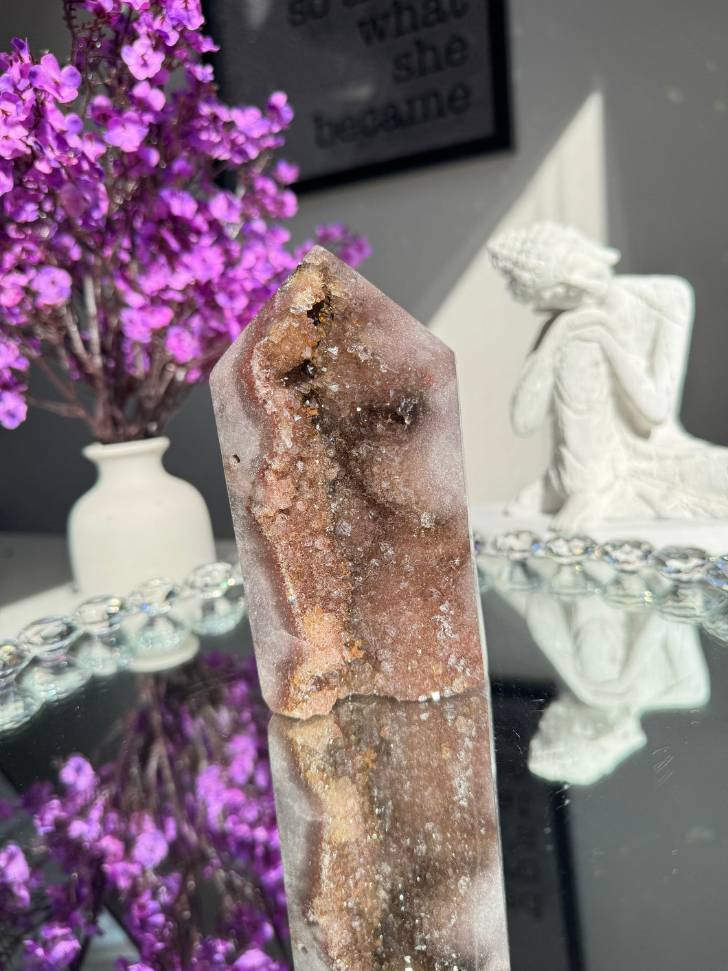 Druzy pink amethyst tower  2714