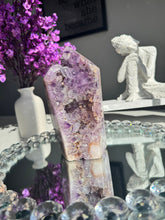 Load image into Gallery viewer, Druzy pink amethyst tower with amethyst  2716
