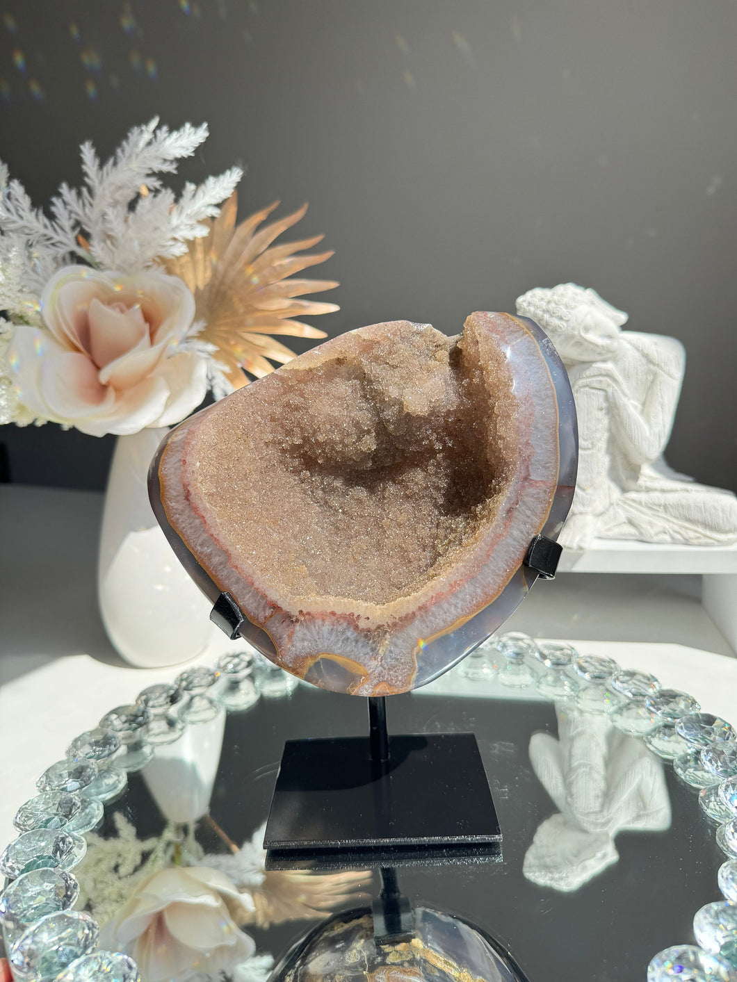 Sugar druzy agate and quartz geode Healing crystals 2763