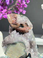 Load image into Gallery viewer, Amethyst geode with calcite and hematite Healing crystals 2763
