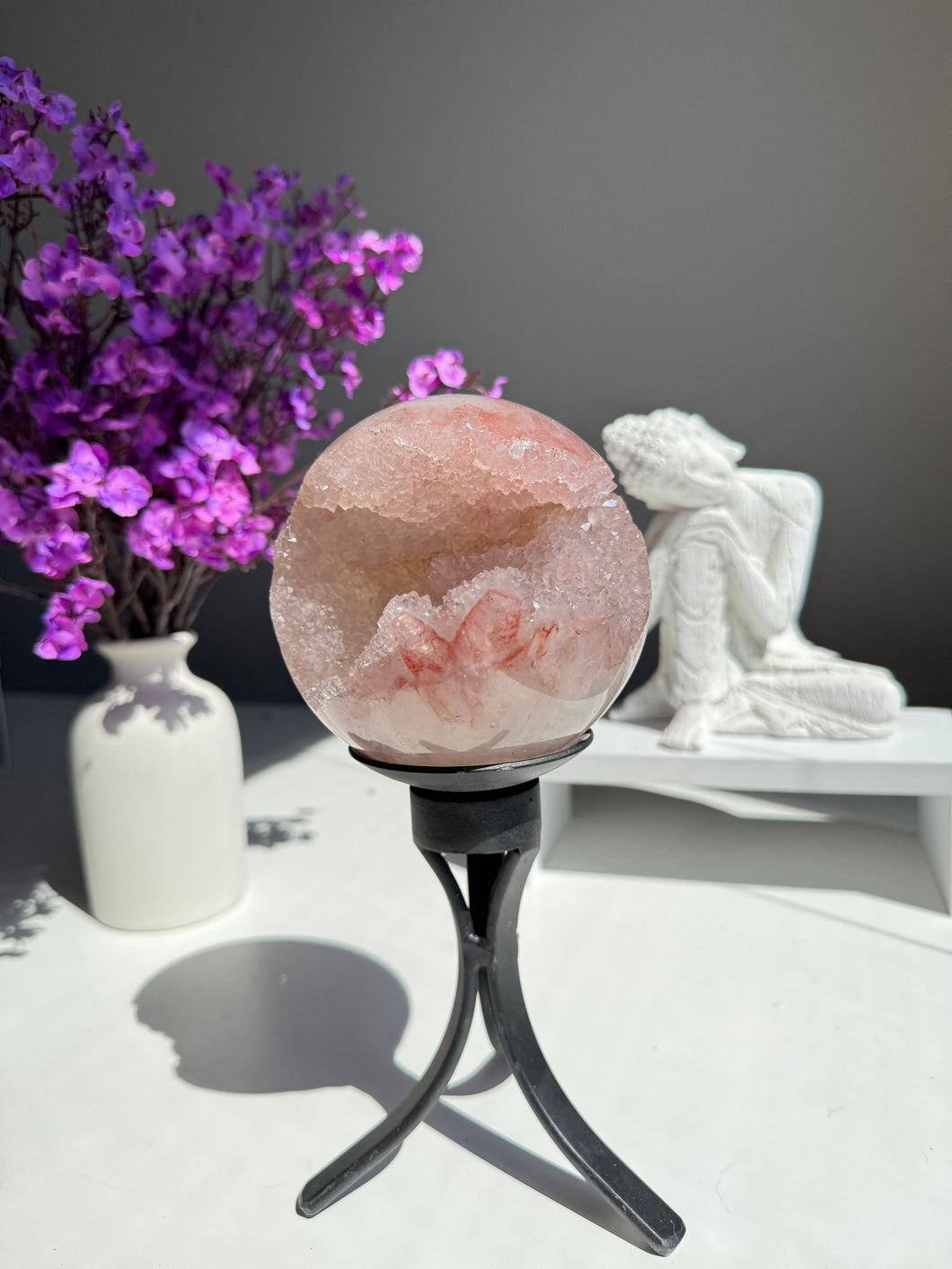 Pink rainbow Amethyst sphere  Healing crystals 2773