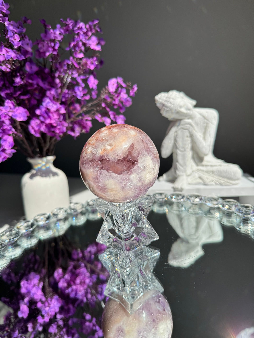 Druzy amethyst and Pink amethyst SPHERE ONLY healing crystals 2753