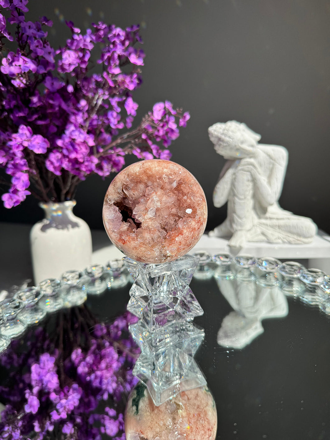 Pink amethyst sphere with amethyst SPHERE ONLY healing crystals 2752