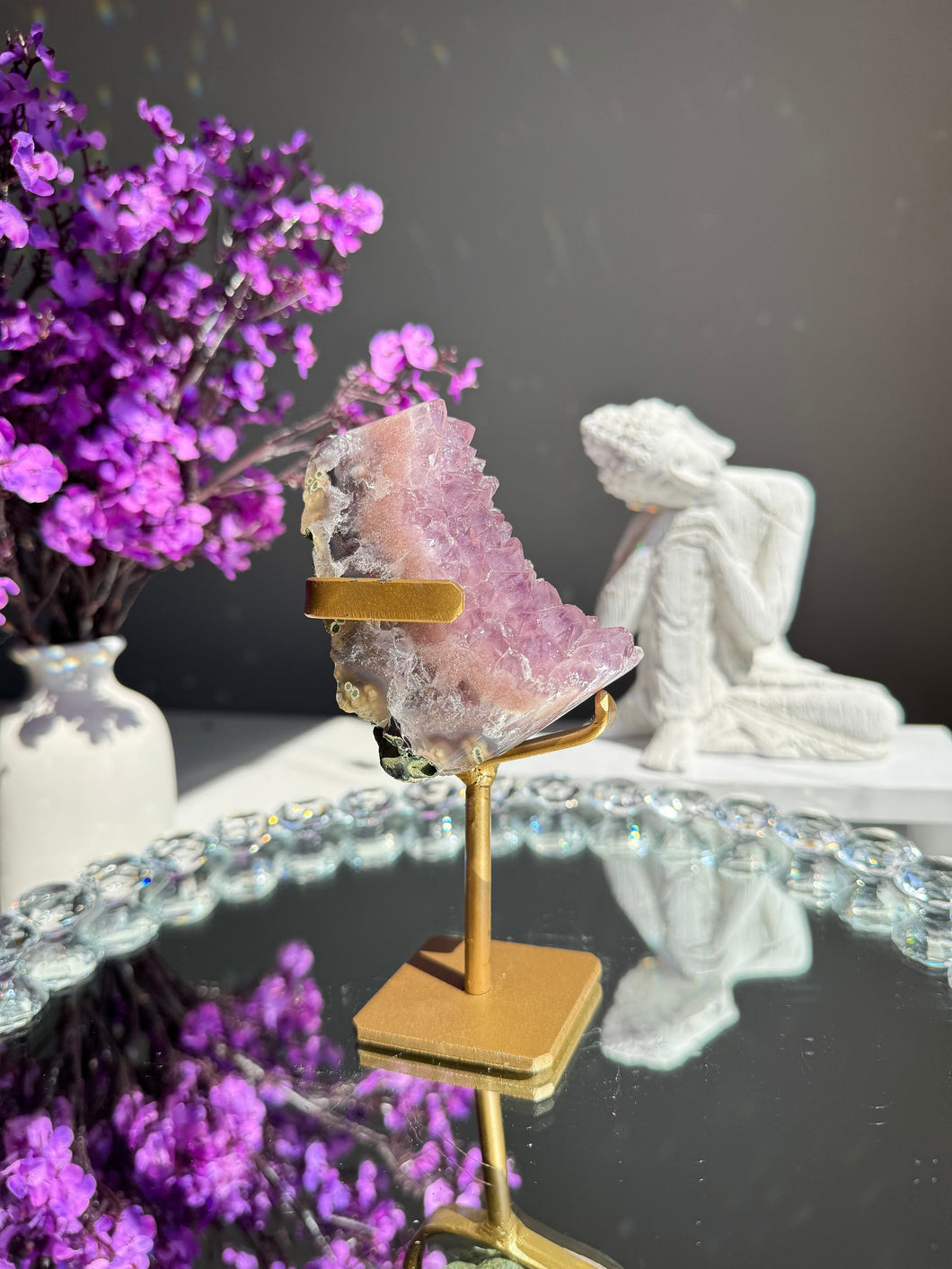 Druzy amethyst and pink Amethyst Freeform Healing crystals 2768
