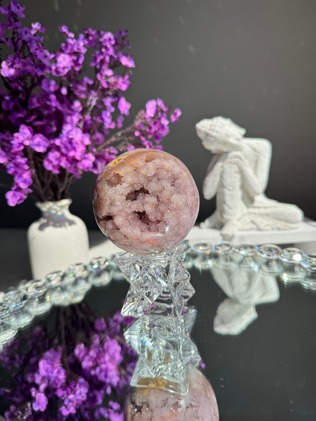 Bubbly Pink amethyst sphere SPHERE ONLY healing crystals 2752