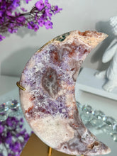 Load image into Gallery viewer, Druzy Pink Amethyst moon with amethyst 2904
