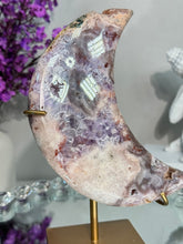 Load image into Gallery viewer, Druzy Pink Amethyst moon with amethyst 2904
