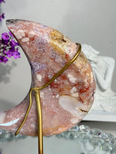 Load image into Gallery viewer, Druzy Pink Amethyst moon with amethyst 2901
