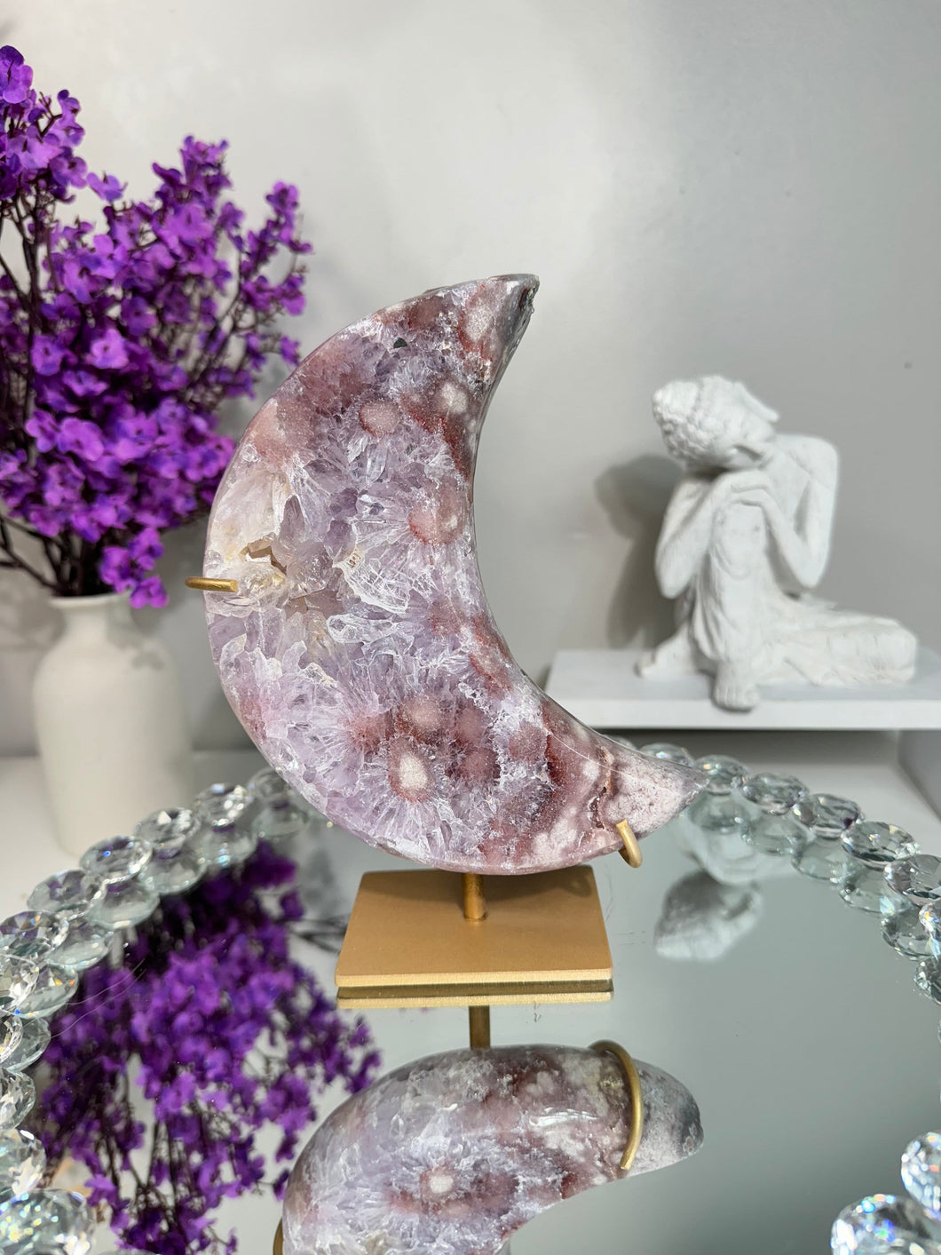 Pink Amethyst Moon with amethyst 2983 healing crystals