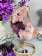 Load image into Gallery viewer, Pink Amethyst Moon with amethyst 2980 healing crystals
