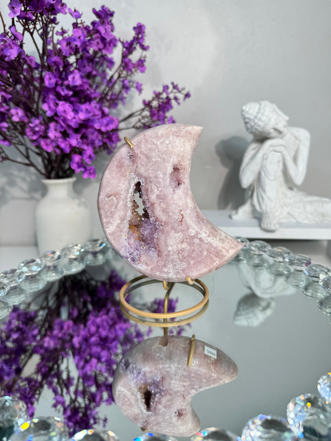 Pink Amethyst Moon with amethyst 2980 healing crystals