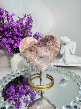 Load image into Gallery viewer, Red druzy Pink Amethyst heart 2885
