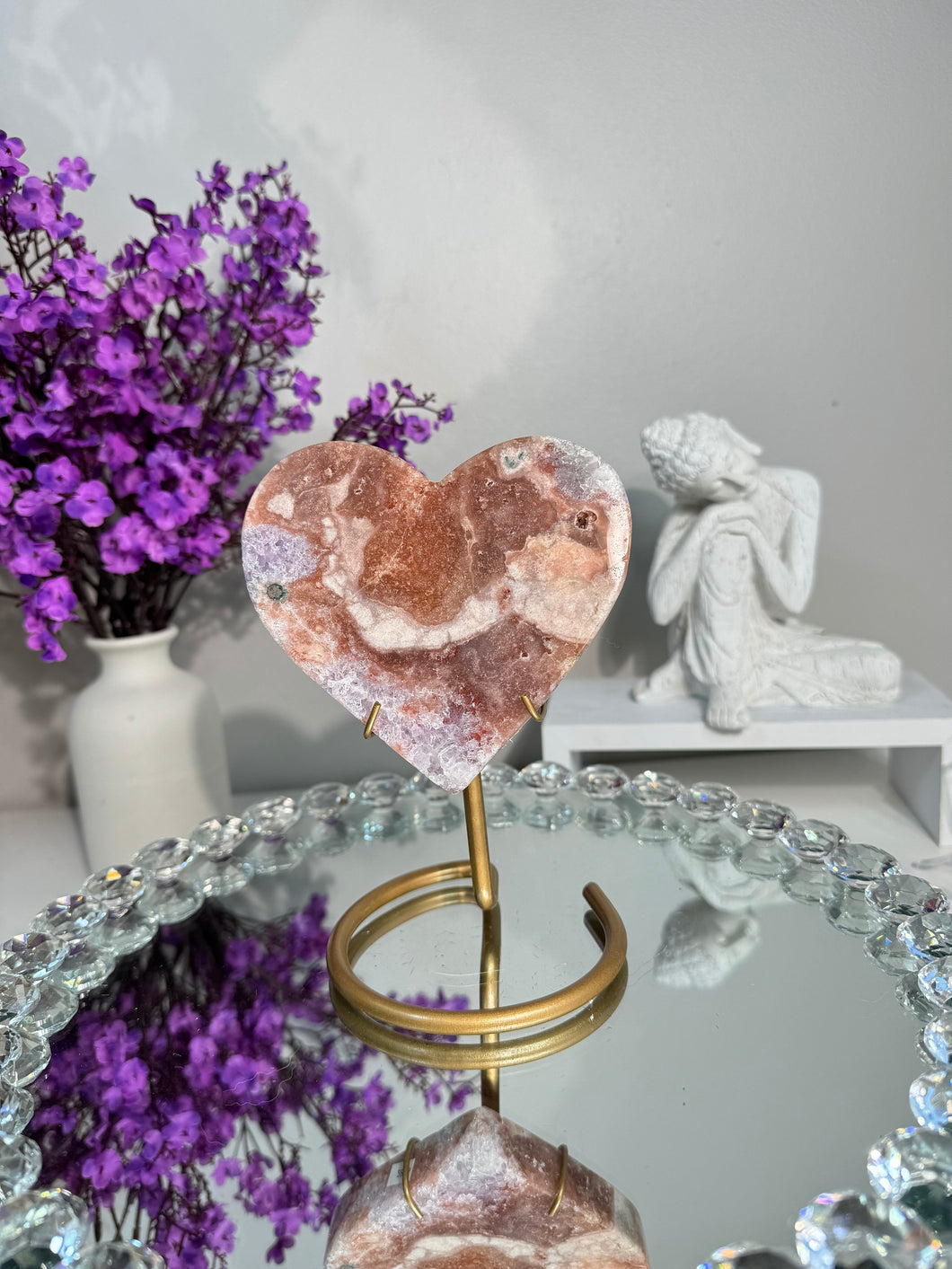 Pink Amethyst heart with amethyst 2885