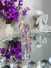 Load image into Gallery viewer, Tan druzy Rainbow amethyst tower with agate 2870
