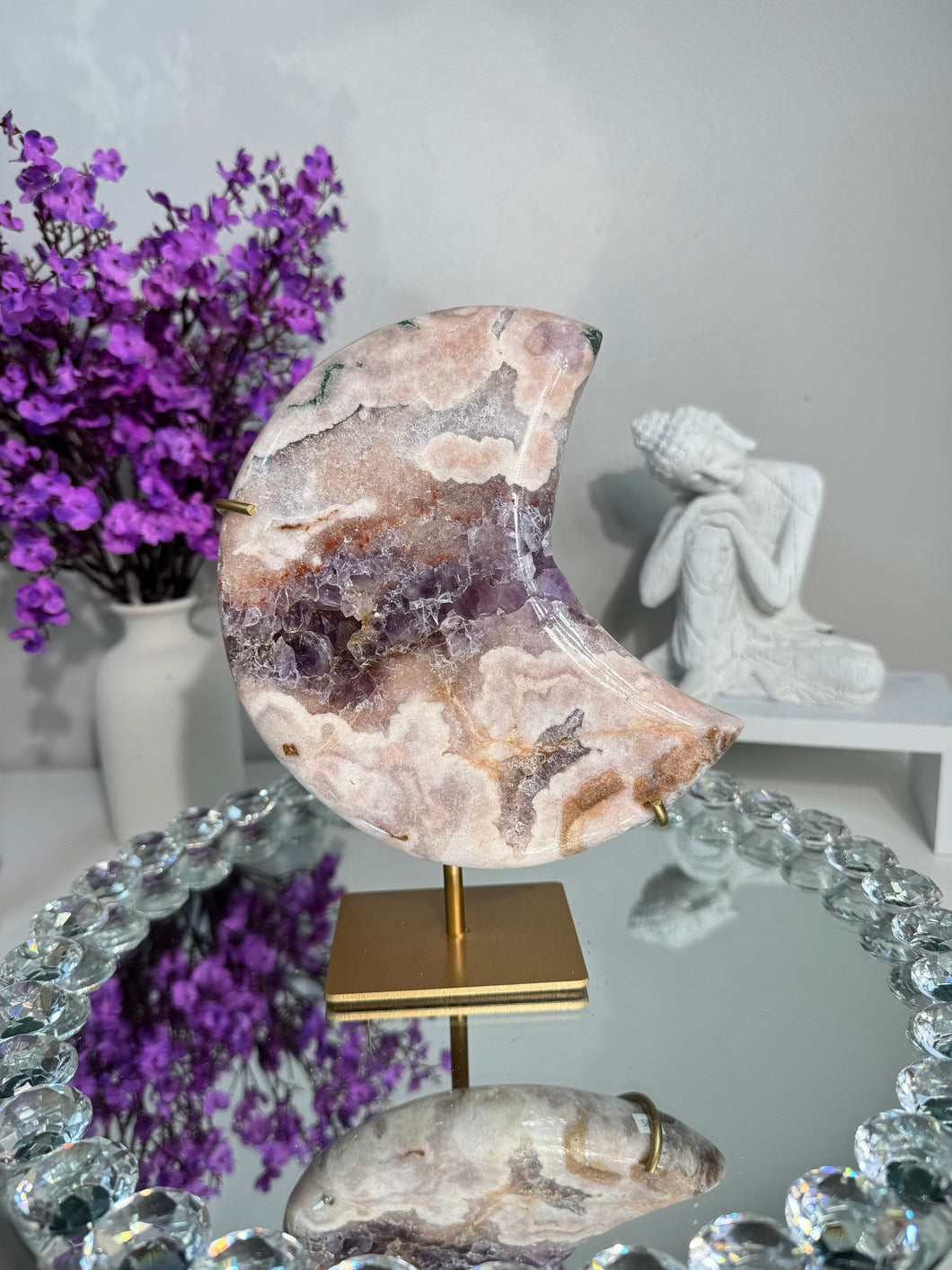 Pink Amethyst moon with amethyst 2901