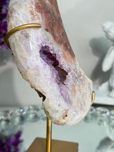 Load image into Gallery viewer, Druzy Pink Amethyst moon with amethyst 2902
