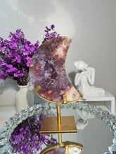 Load image into Gallery viewer, Large pink Amethyst moon with amethyst 2927
