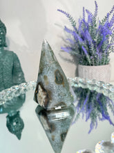 Load image into Gallery viewer, Druzy amethyst pendulum with agate and jasper banding 2916
