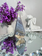 Load image into Gallery viewer, Druzy amethyst pendulum  with agate banding 2915
