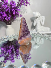 Load image into Gallery viewer, Druzy amethyst pendulum with brown agate 2915
