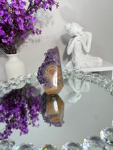 Load image into Gallery viewer, Druzy amethyst pendulum  with brown agate 2915
