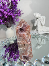 Load image into Gallery viewer, Red druzy pink amethyst tower with amethyst 2926
