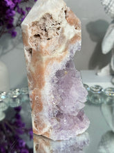 Load image into Gallery viewer, druzy pink amethyst tower with amethyst 2927
