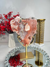 Load image into Gallery viewer, Coral orange and red druzy pink amethyst slab with jasper 2928
