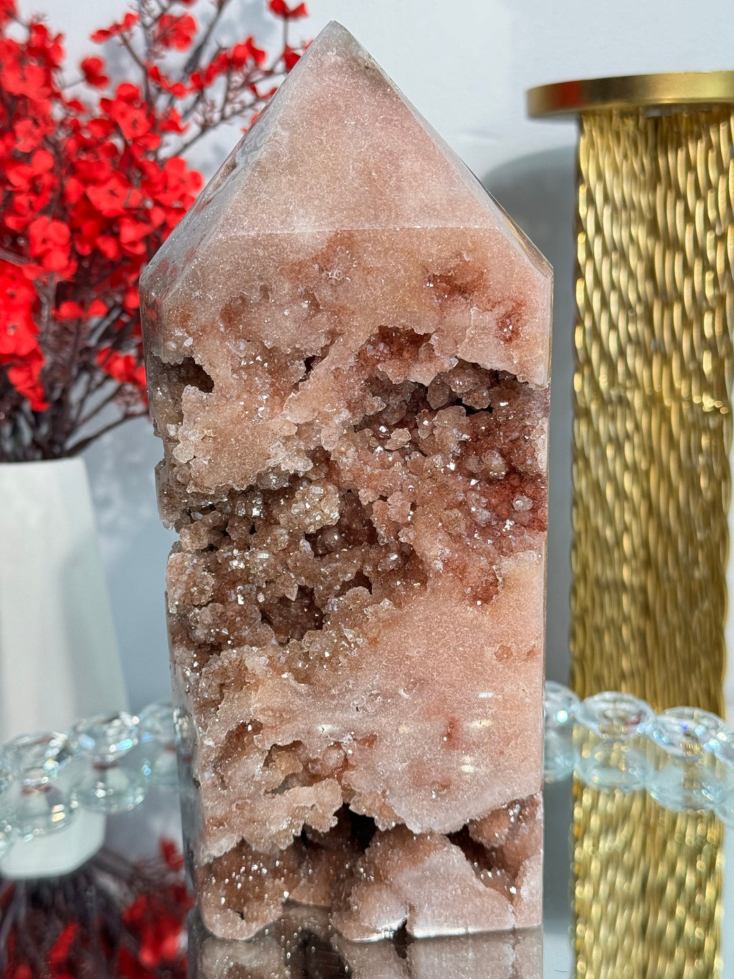 Druzy pink amethyst tower 2945