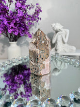 Load image into Gallery viewer, Druzy pink amethyst tower with amethyst 2949
