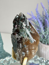 Load image into Gallery viewer, High quality Green tourmaline in smoky quartz with lepidolite 2962
