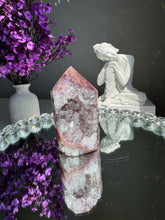 Load image into Gallery viewer, Druzy pink amethyst tower with amethyst  2950
