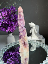 Load image into Gallery viewer, High quality Druzy pink amethyst with amethyst obelisk 2947
