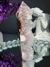 Load image into Gallery viewer, Druzy pink amethyst tower with quartz 2947 amethyst tower
