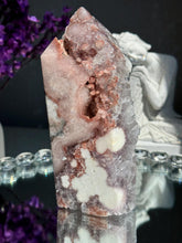 Load image into Gallery viewer, Druzy pink amethyst tower with quartz 2947 amethyst tower
