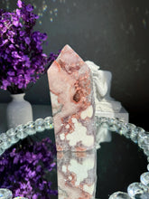 Load image into Gallery viewer, Druzy pink amethyst tower with quartz 2947 amethyst tower
