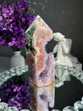 Load image into Gallery viewer, Druzy pink amethyst tower with amethyst 2945 amethyst tower
