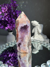 Load image into Gallery viewer, Druzy pink amethyst tower with amethyst 2945 amethyst tower
