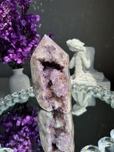 Load image into Gallery viewer, Druzy pink amethyst tower with amethyst 2947 amethyst tower
