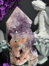 Load image into Gallery viewer, Druzy pink amethyst tower with amethyst 2948 amethyst tower
