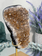 Load image into Gallery viewer, Druzy quartz and iron cluster with black agate banding 2834
