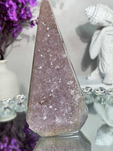 Load image into Gallery viewer, Druzy amethyst pendulum  with agate banding 2915
