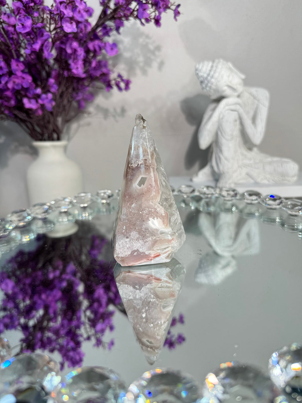 Light pink rainbow amethyst pendulum 2914