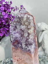 Load image into Gallery viewer, druzy pink amethyst tower with amethyst 2906
