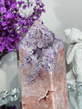 Load image into Gallery viewer, druzy pink amethyst tower with amethyst 2906
