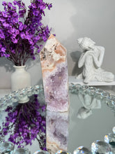 Load image into Gallery viewer, druzy pink amethyst tower with amethyst 2927
